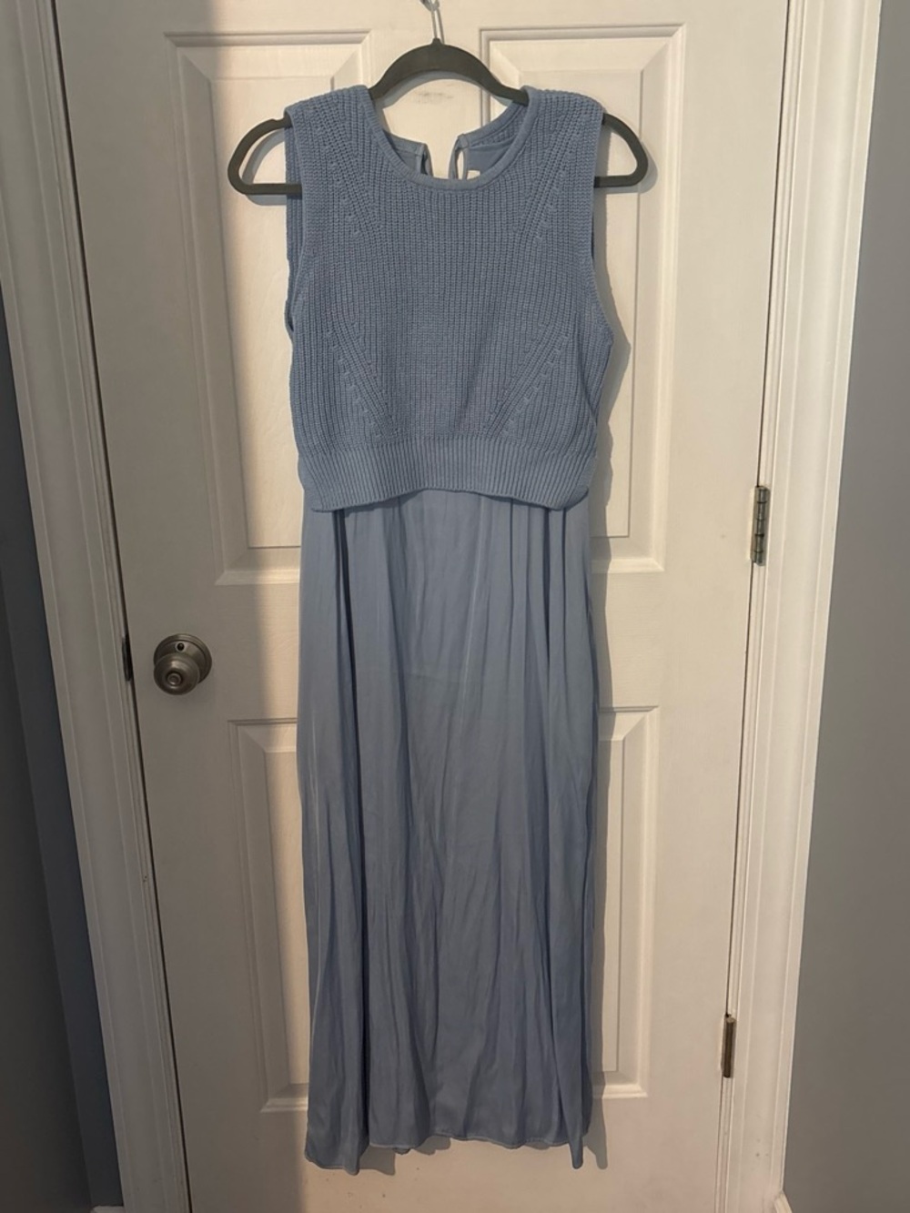Liverpool Sky Blue Sleeveless Maxi Dress with Knit Bodice